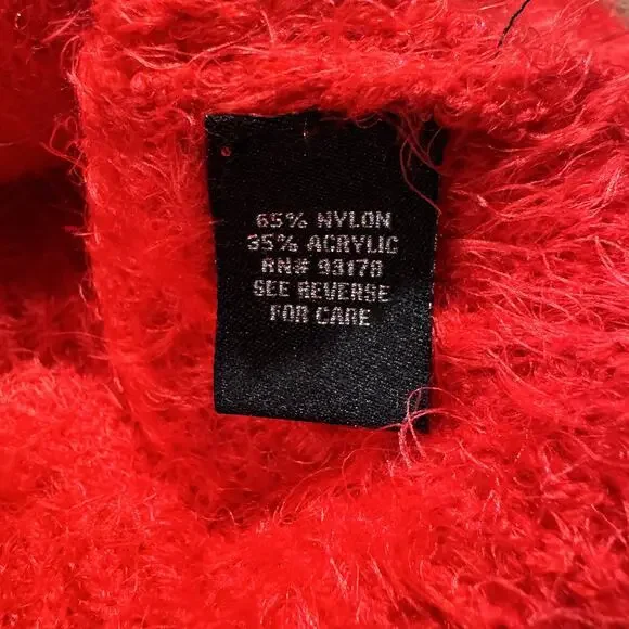 NWT Catherine Malandrino Eyelash Sweater Fuzzy Red Cowl Neck Cozy Statement XS - Picture 4 of 7